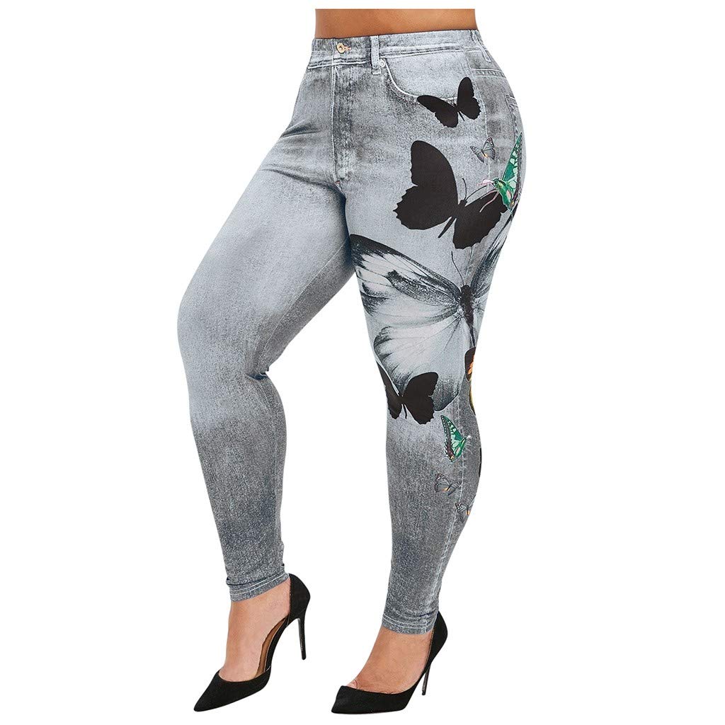 KINGOLDON Women's Plus Size Slim Cropped Pants - Stretchy Casual Imitation Cowboy Leggings for Work, Travel & Everyday Wear