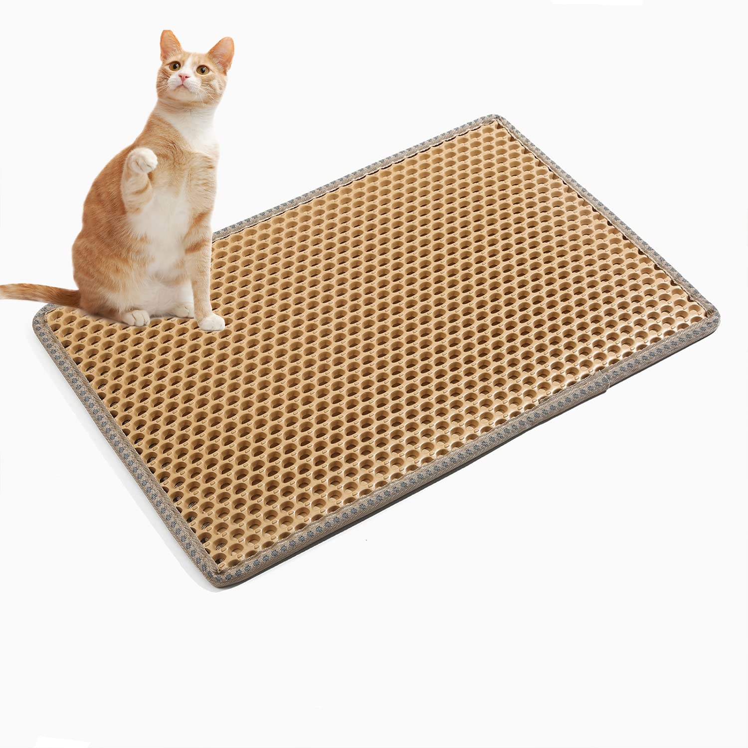 Stcomart Cat Litter Mat - Small Kitty Litter Box Mat with Litter Trapping Design, Non-Slip Waterproof Pet Mat for Indoor Use (Yellow) - Perfect for Keeping Floors Clean Near Cat Litter Boxes