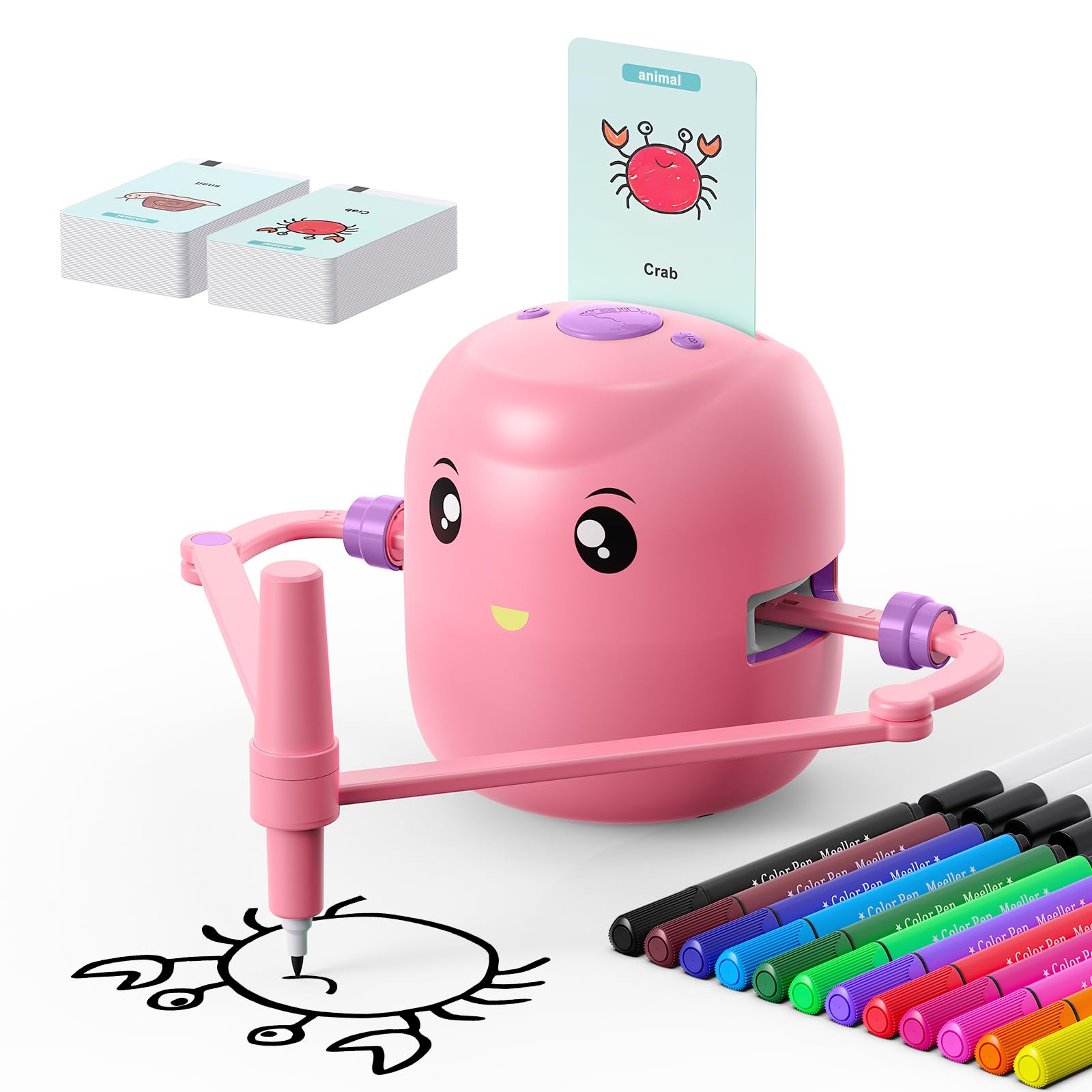 Smart Drawing Robot for Kids Ages 5+ | Montessori Educational Painting Toy with Voice Interaction & 16 Color Pens | Magic Learning Robot with 100 Word Cards | Perfect Gift for Boys & Girls | Ideal for Home Learning & Creative Play
