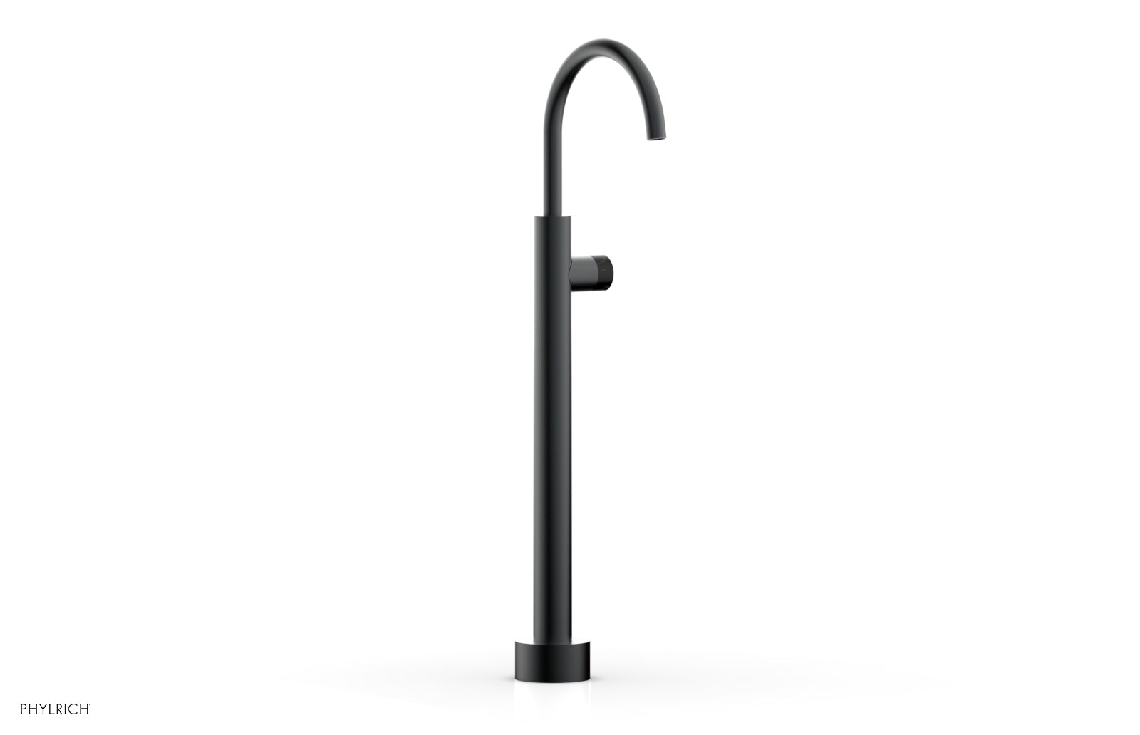 BASIC II Low Floor Mount Tub Filler with Black Marble Handle - Model 230 47 04 | Modern Bathroom Faucet for Freestanding Tubs & Luxury Spa Settings