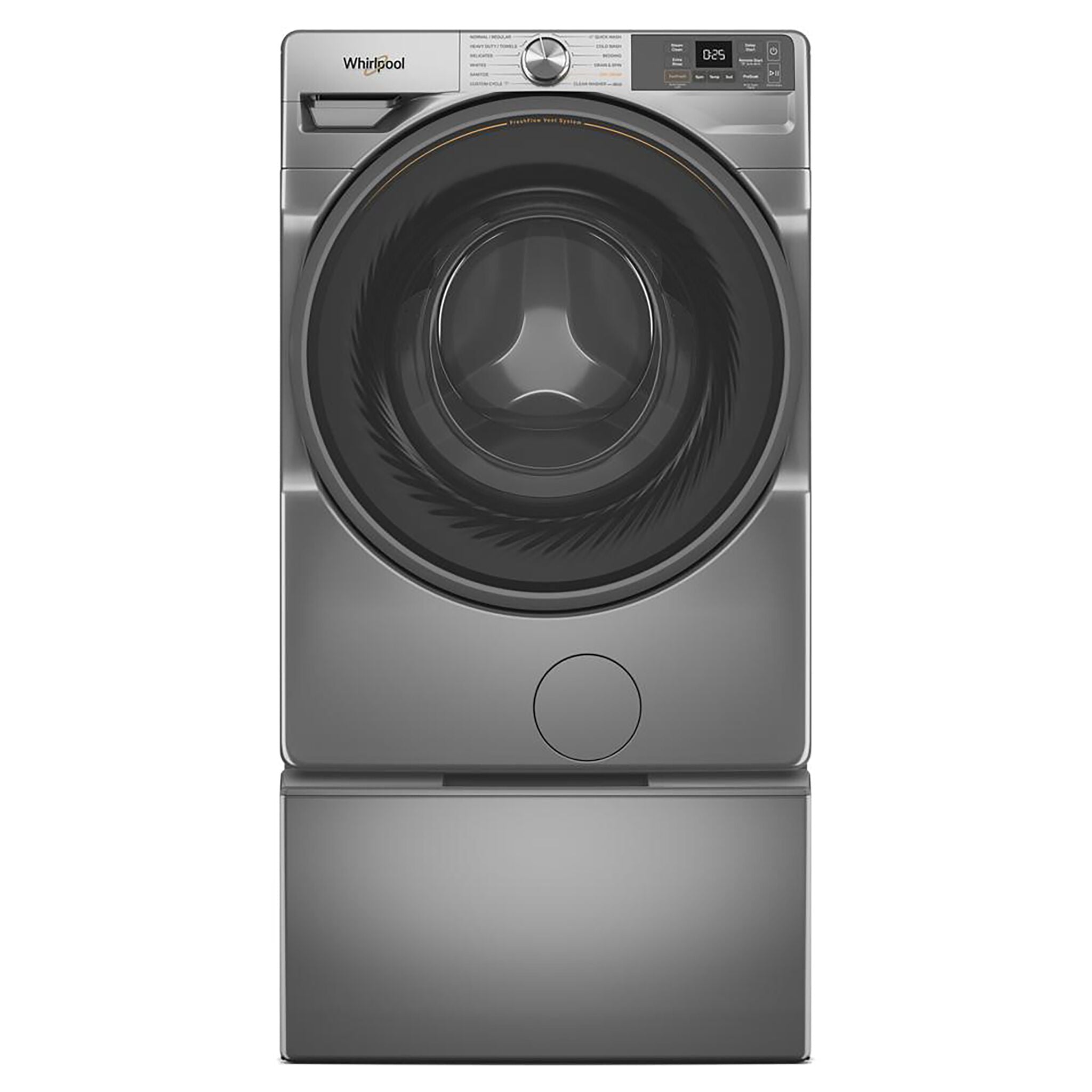 Whirlpool 5.2 Cu.Ft. Silver Front Load Washing Machine with FreshFlow™ Vent System - Model WFW5720RR - Energy Efficient Laundry Solution for Homes & Apartments