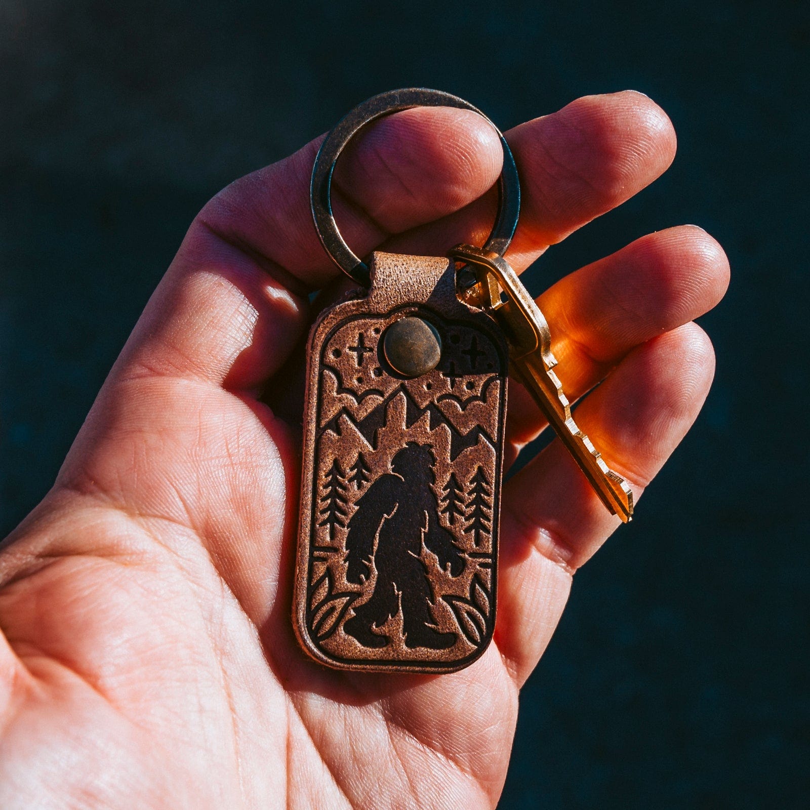 Premium Genuine Leather Keychain with Sasquatch Design - Durable & Stylish Key Holder for Men & Women - Perfect for Gifts, Travel, and Everyday Use
