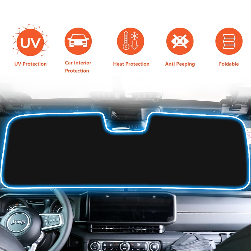2024-2025 Jeep Wrangler JL Windshield Sun Shade - Foldable Sun Visor & Heat Shield for UV Protection | Perfect for Summer Parking, Road Trips & Outdoor Adventures