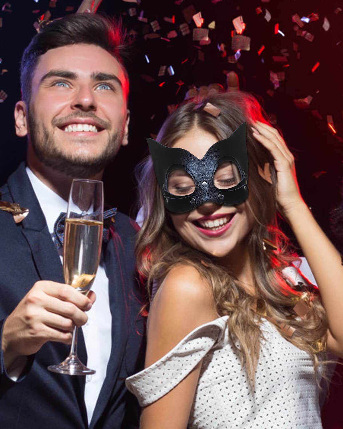 Stegosaurus Cat Mask for Women - Elegant Bunny & Cat Face Masquerade Mask for Night Club, Cocktail Party, Cosplay & Halloween Costume Accessories