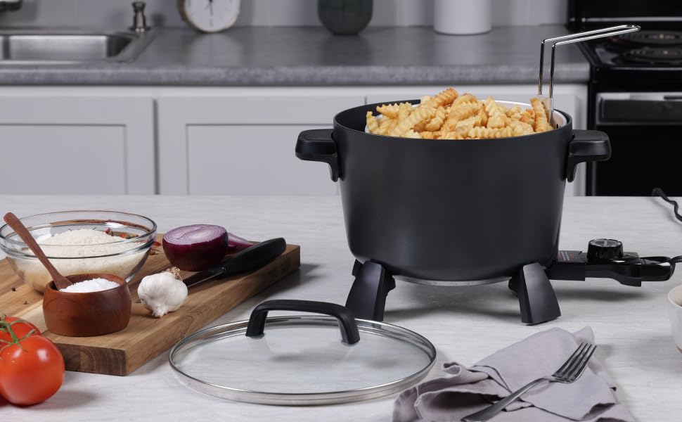 Presto 8-Quart Stainless Steel Multi-Cooker - Electric Deep Fryer, Steamer & Stock Pot for Home Kitchen - Perfect for Frying Chicken, Steaming Seafood & Cooking Large Batches of Soup or Pasta