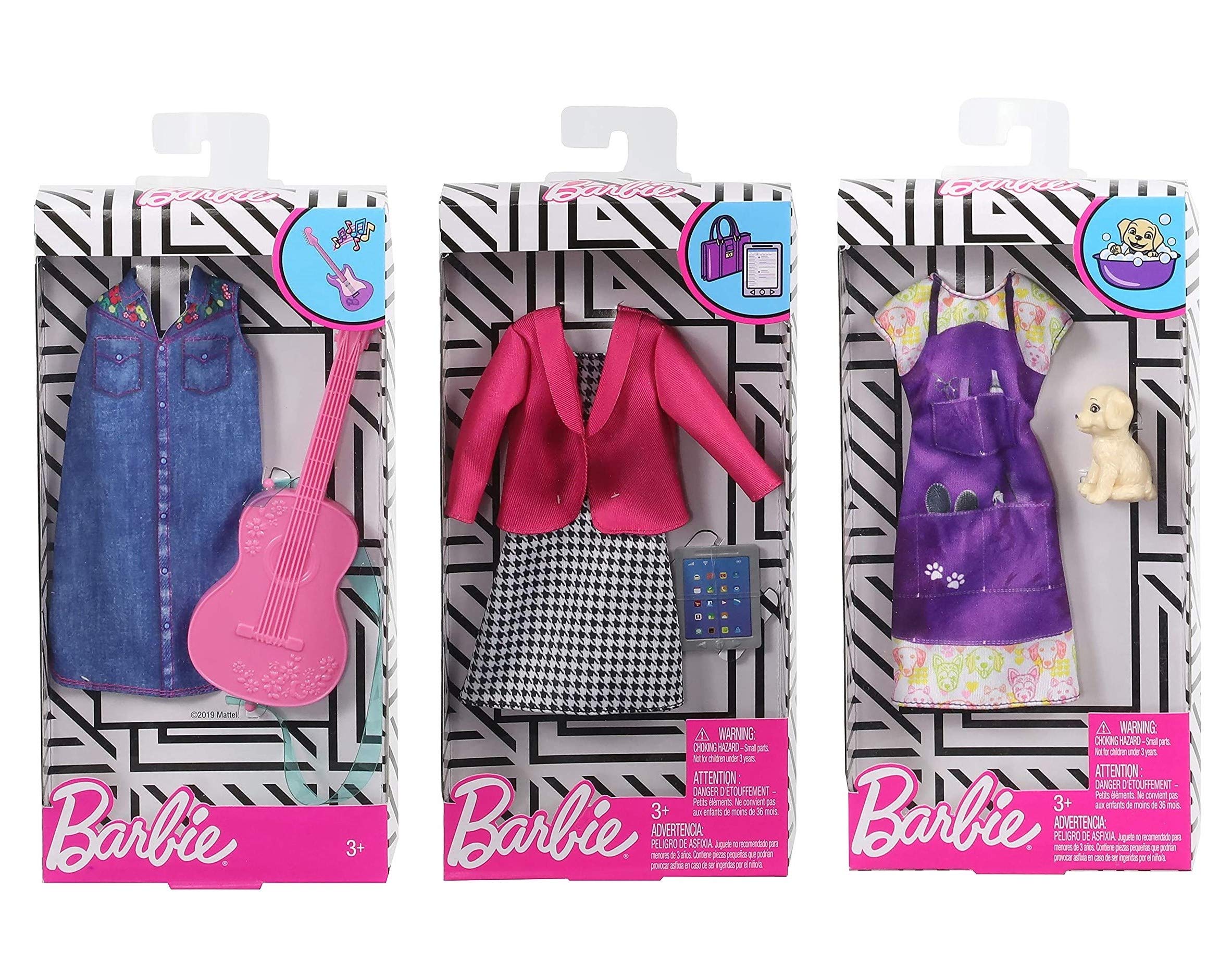 Creative Bundles Barbie Dolls & Clothes Set – Cute Career Barbie Accessories for Doll Groomer, Businesswoman & Musician – Universal Fit Doll Outfits – Perfect for Role Play, Dress Up & Collecting