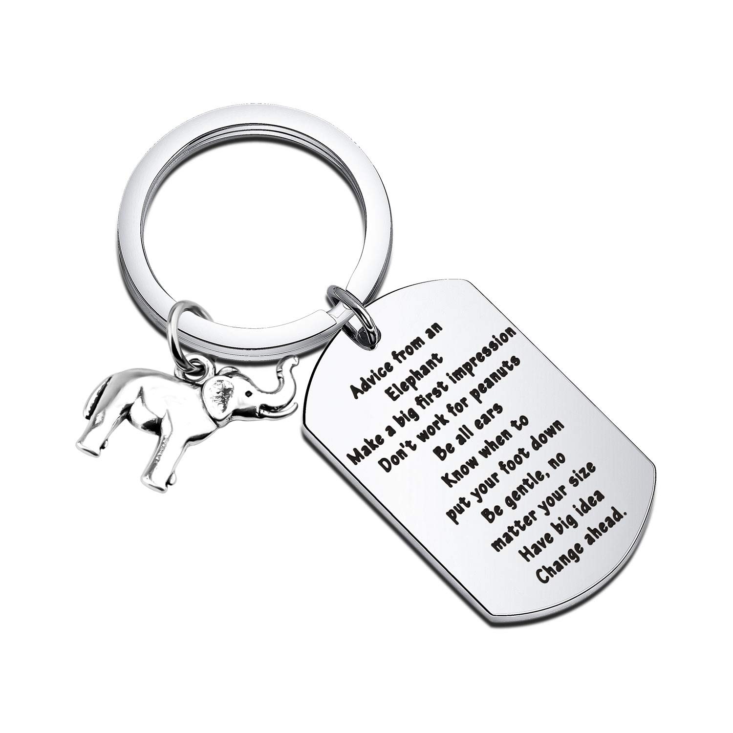Gzrlyf Inspirational Elephant Keychain - Motivational Gifts for Elephant Lovers - Perfect for Key Rings, Backpacks & Animal Lover Accessories