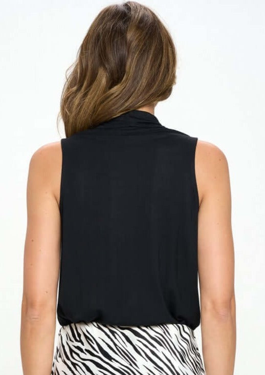 Day Into Night Black Cowl Neck Sleeveless Blouse - Women's Elegant Evening Top for Parties & Date Nights | Final Sale Clearance