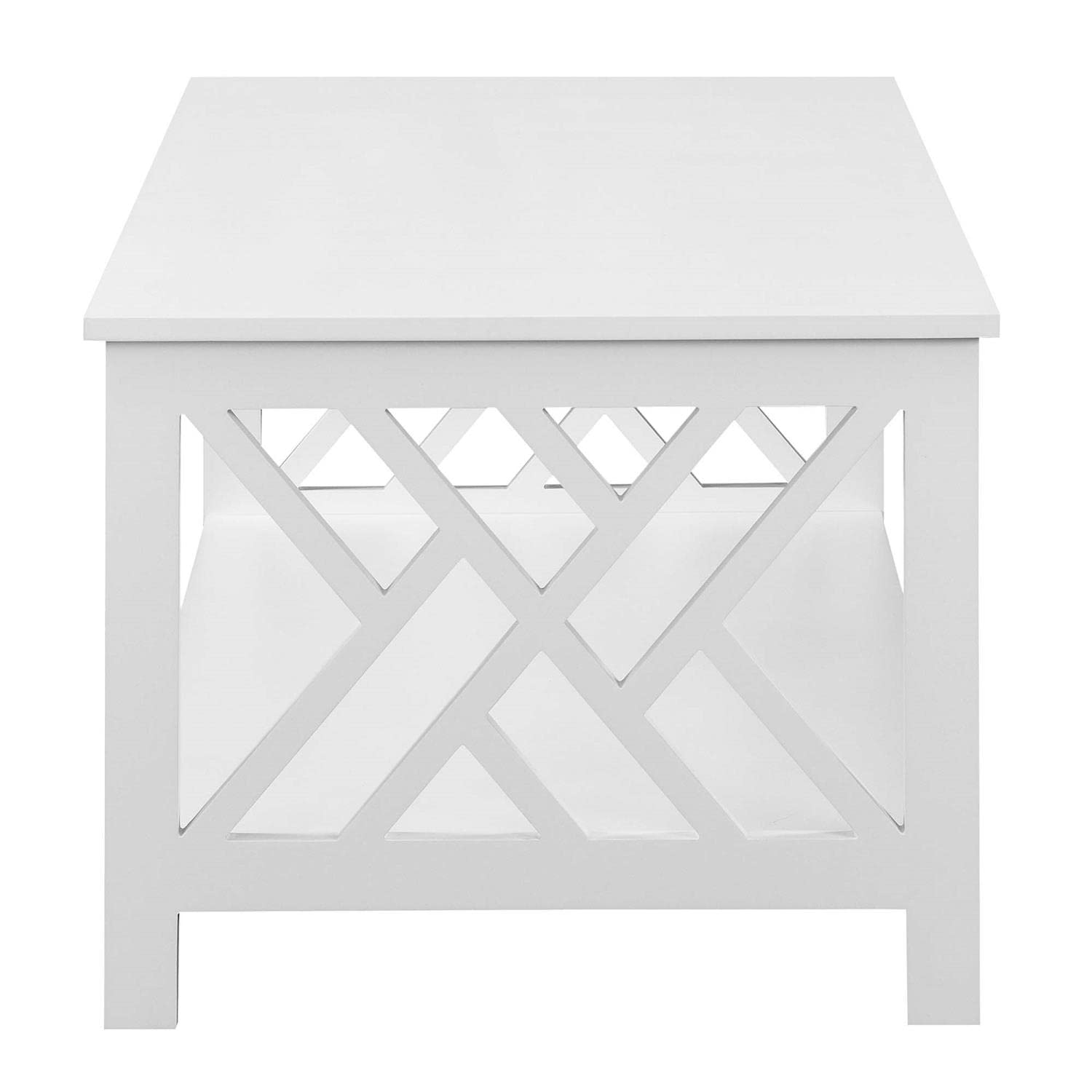 Convenience Concepts Titan White Coffee Table - Modern Living Room Furniture for Small Spaces, Home Decor, and Entertainment Areas