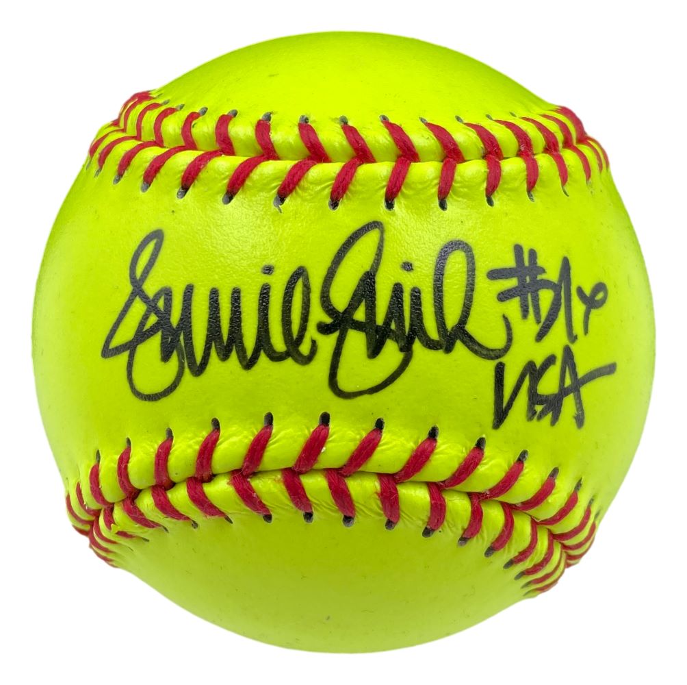 Jennie Finch Autographed Yellow Softball - Official USA Team Signed Memorabilia with Inscription - Perfect for Baseball Fans, Collectors & Sports Memorabilia Displays