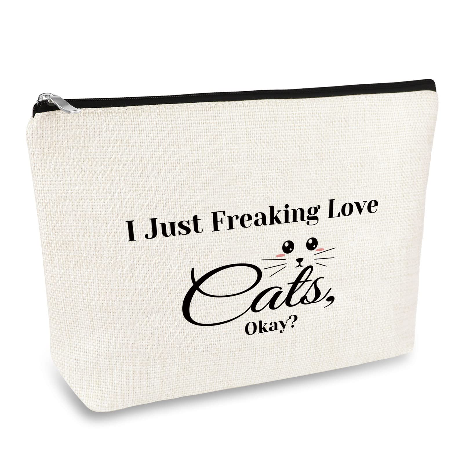 Cat Themed Makeup Bag for Women - Cute Cat Lover Gift for Mom, Daughter & Best Friend - Travel Cosmetic & Toiletry Pouch - Perfect Christmas, Birthday Gift for Crazy Cat Ladies - Great for Travel, Gym & Daily Use