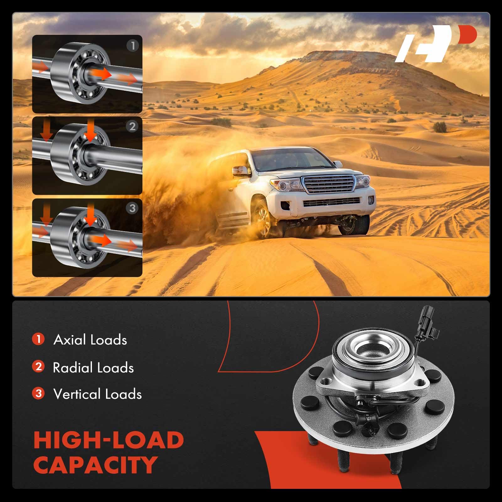 Premium 2-Pack Front Wheel Bearing & Hub Assembly with ABS - Compatible with Dodge Ram 1500/2500/3500 2006-2008 RWD Models (8-Lug) - Perfect for Off-Roading, Towing & Heavy-Duty Driving