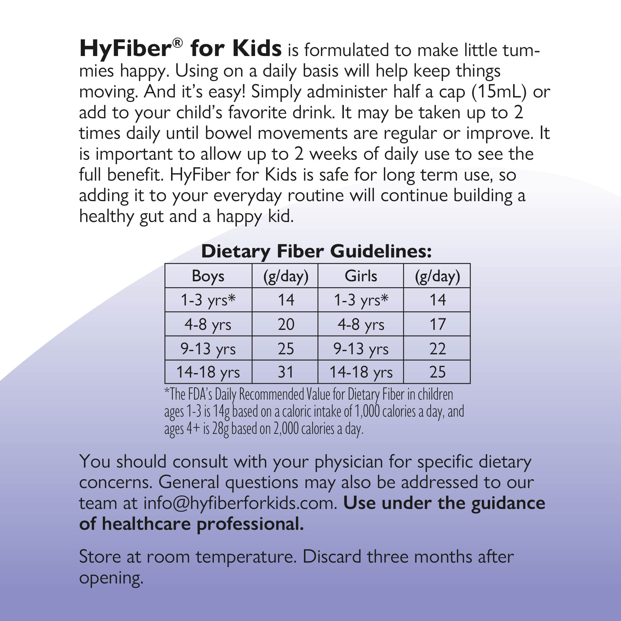 Medtrition HyFiber Liquid Fiber Supplement for Kids - 6g Soluble Fiber per Tablespoon, Supports Digestive Health & Regularity with FOS Prebiotics, Promotes Softer Stools - 32 Servings per Bottle (6-Pack) - Ideal for Picky Eaters & Daily Gut Health Maintenance