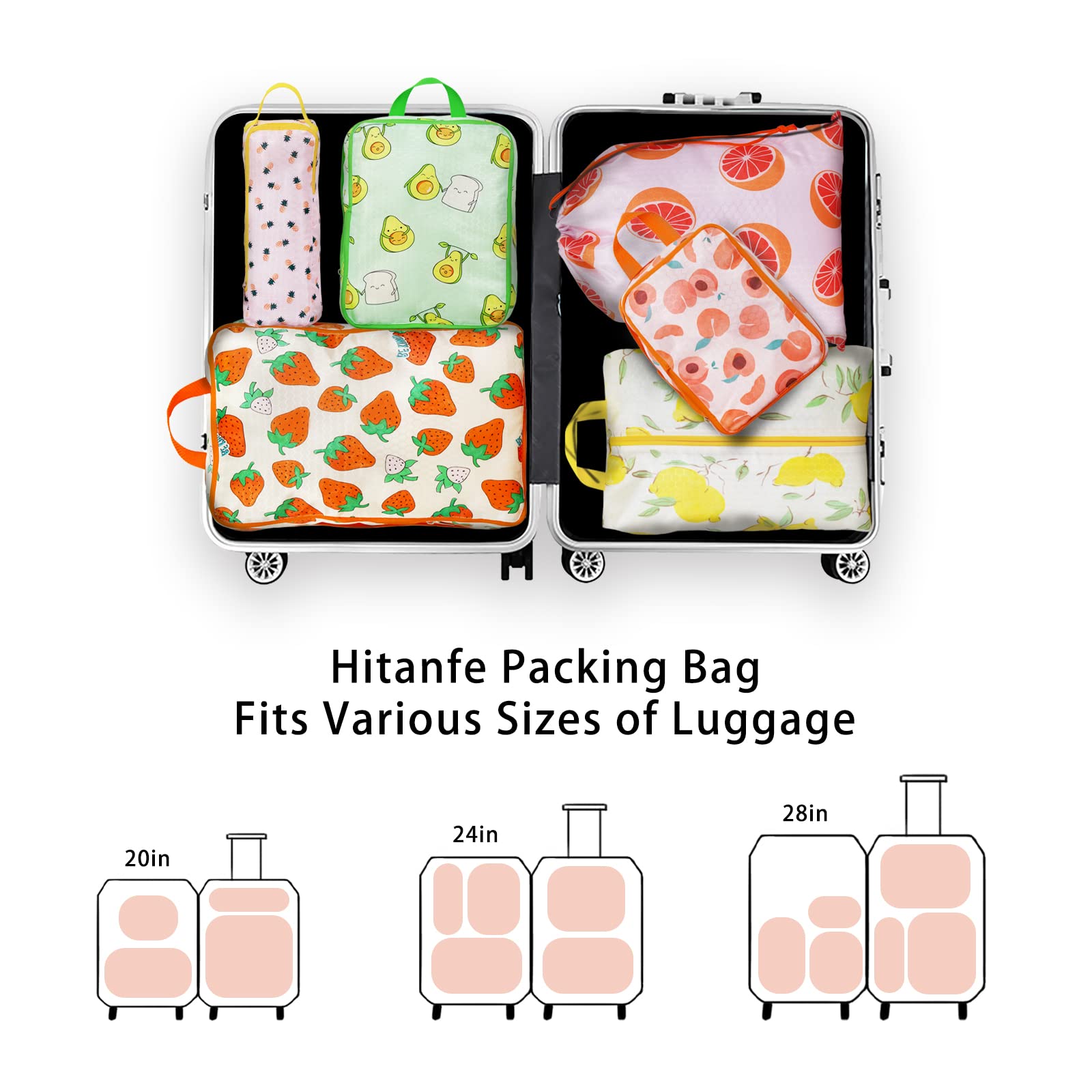 6-Piece Compression Packing Cubes Set - Lightweight Nylon Luggage Organizers for Suitcases & Backpacks | Washable Travel Storage Bags for Clothes, Shoes & Accessories | Perfect for Business Trips, Vacations & Weekend Getaways