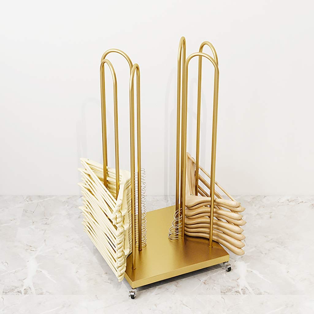 SAFWEL 4-Side Gold Hanger Stacker Storage Cart with Wheels - Heavy Duty Iron Frame Hanger Organizer Stand Holds 150 Clothes Hangers - Perfect for Closet Organization, Laundry Room, and Retail Clothing Stores