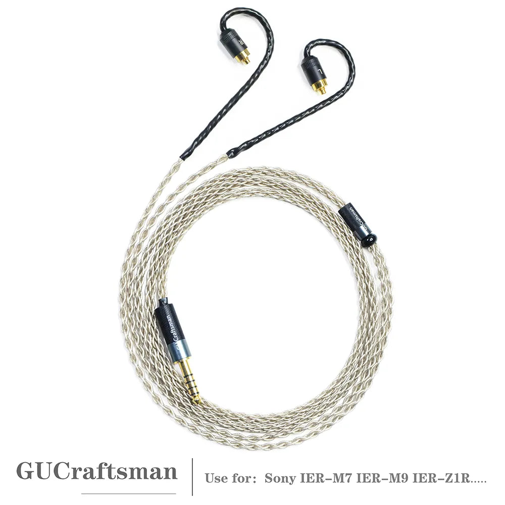 Premium GUCraftsman 6N Single Crystal Silver Upgrade Cable for Sony IER M7/M9/Z1R - High-Fidelity Audio for Audiophiles & Studio Monitoring