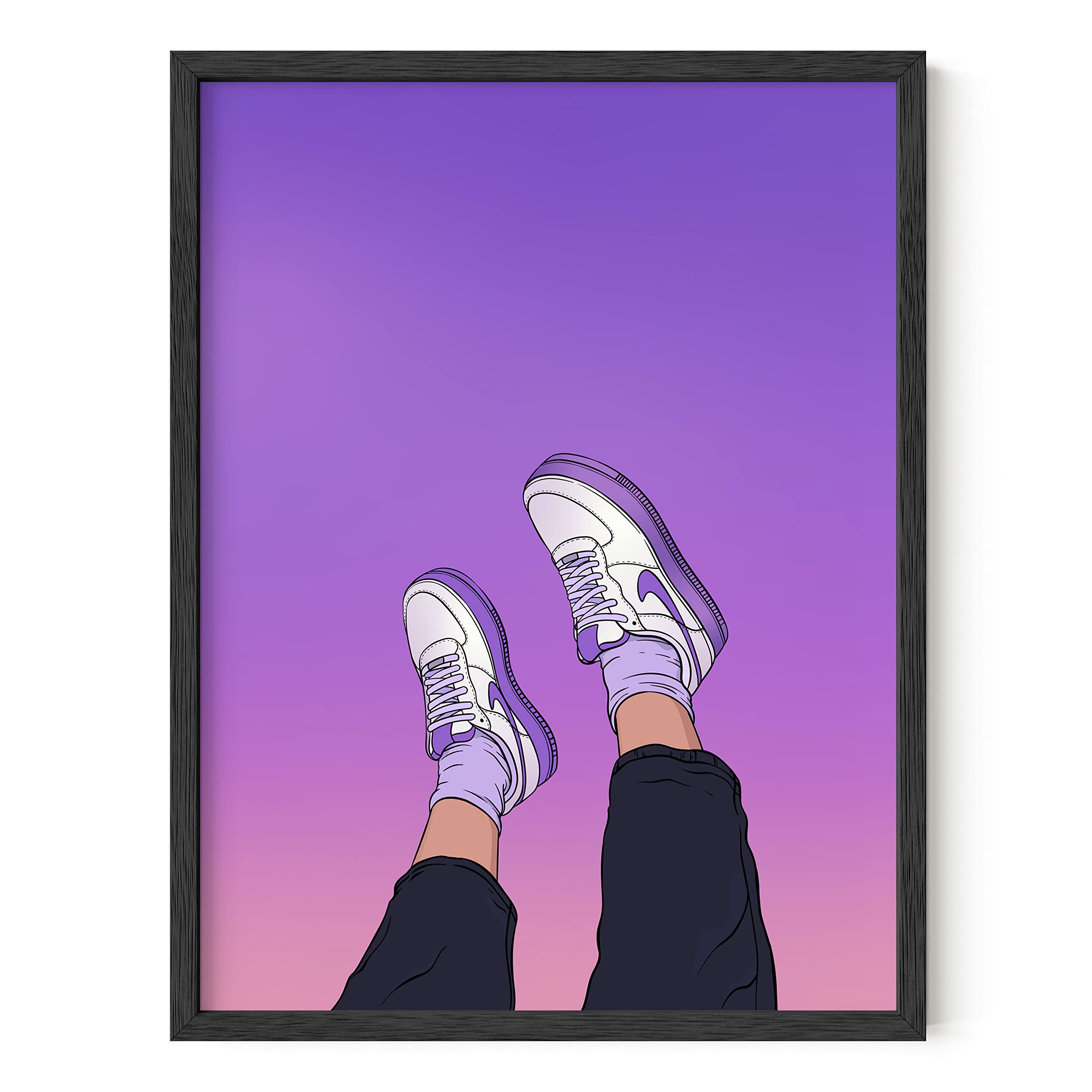 HAUS AND HUES Purple Wall Art - Aesthetic Room Decor, Modern Bedroom Posters, Abstract Purple Wall Decor for Living Room & Office (12x16 Inches, Black Frame) - Perfect for Home Decor, Gift Ideas & Interior Design