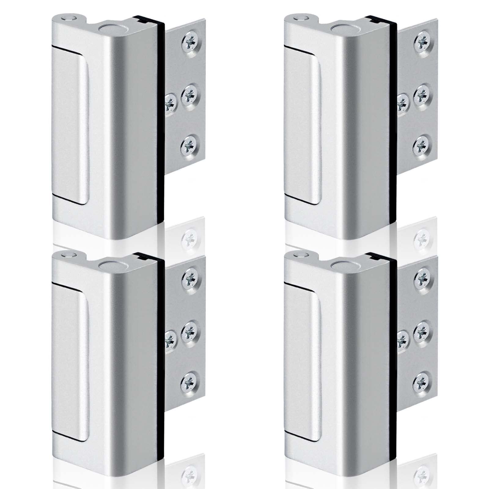 4-Pack Heavy Duty Aluminum Door Reinforcement Lock - Childproof Home Security for Enhanced Protection Against Break-Ins - Silver Frame Lock for Doors & Windows - Perfect for Apartments, Houses & Offices
