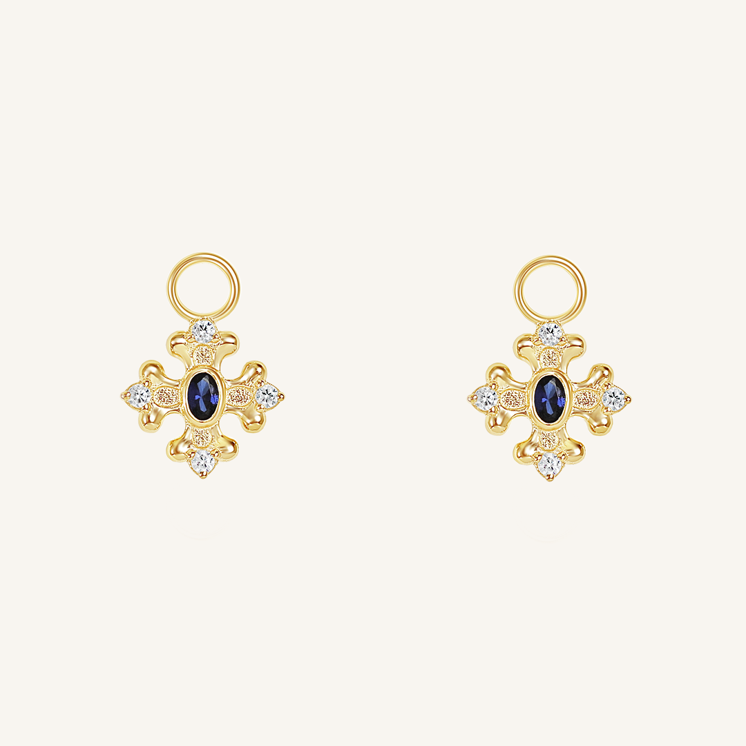 Versailles Hoop Charm Earrings Set of 2 - 18K Gold Plated French Style Dangle Earrings for Women | Perfect for Weddings, Parties & Everyday Elegance