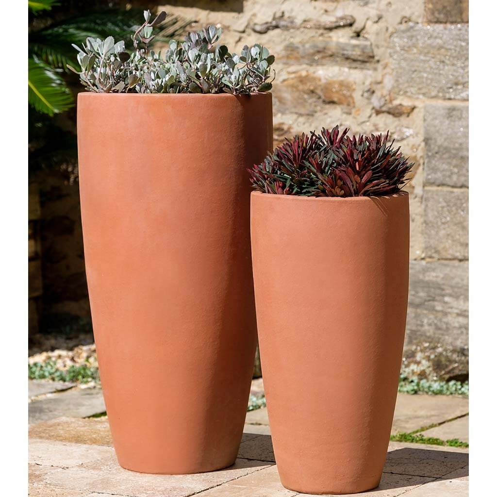 Campania International Rioja Terra Rosa Flower Pots - Set of 2 Outdoor Garden Planters for Patio, Balcony & Home Decor