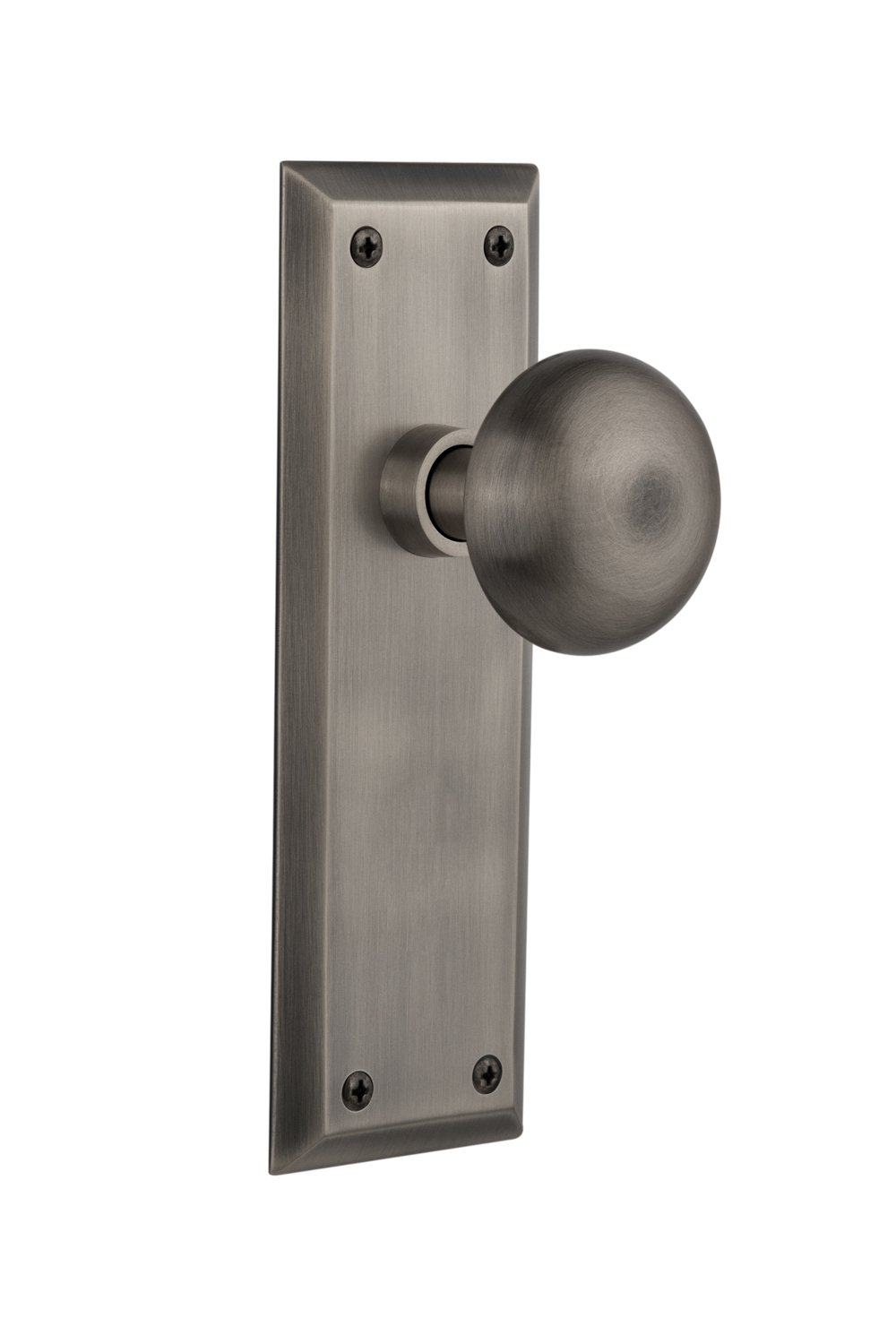 Vintage New York Style Door Knob with Plate - Classic Antique Brass Hardware for Home & Office Doors | Perfect for Interior & Exterior Doors, Cabinets, and Furniture Restoration