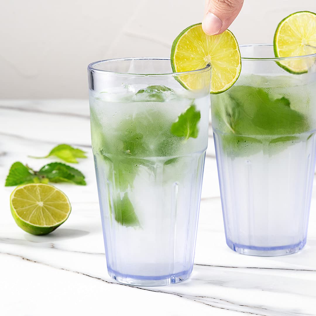 Restaurantware Bev Tek 16oz Shatterproof Plastic Tumblers - Set of 50 Clear Stackable Drinking Glasses, Dishwasher Safe for Restaurants, Bars, Cafes & Home Use - Ideal for Iced Coffee, Smoothies, Cocktails & Beverage Service