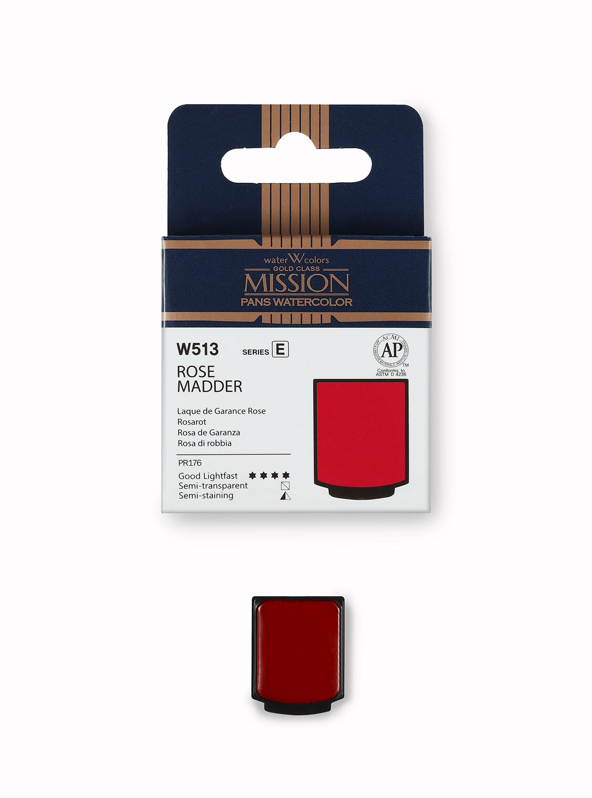 Mijello Mission Gold Watercolor Perfect Pan Refill - Rose Madder Pigment | Professional Artist Watercolor Paint for Canvas, Paper & Illustration | Ideal for Studio, Outdoor Sketching & Watercolor Painting