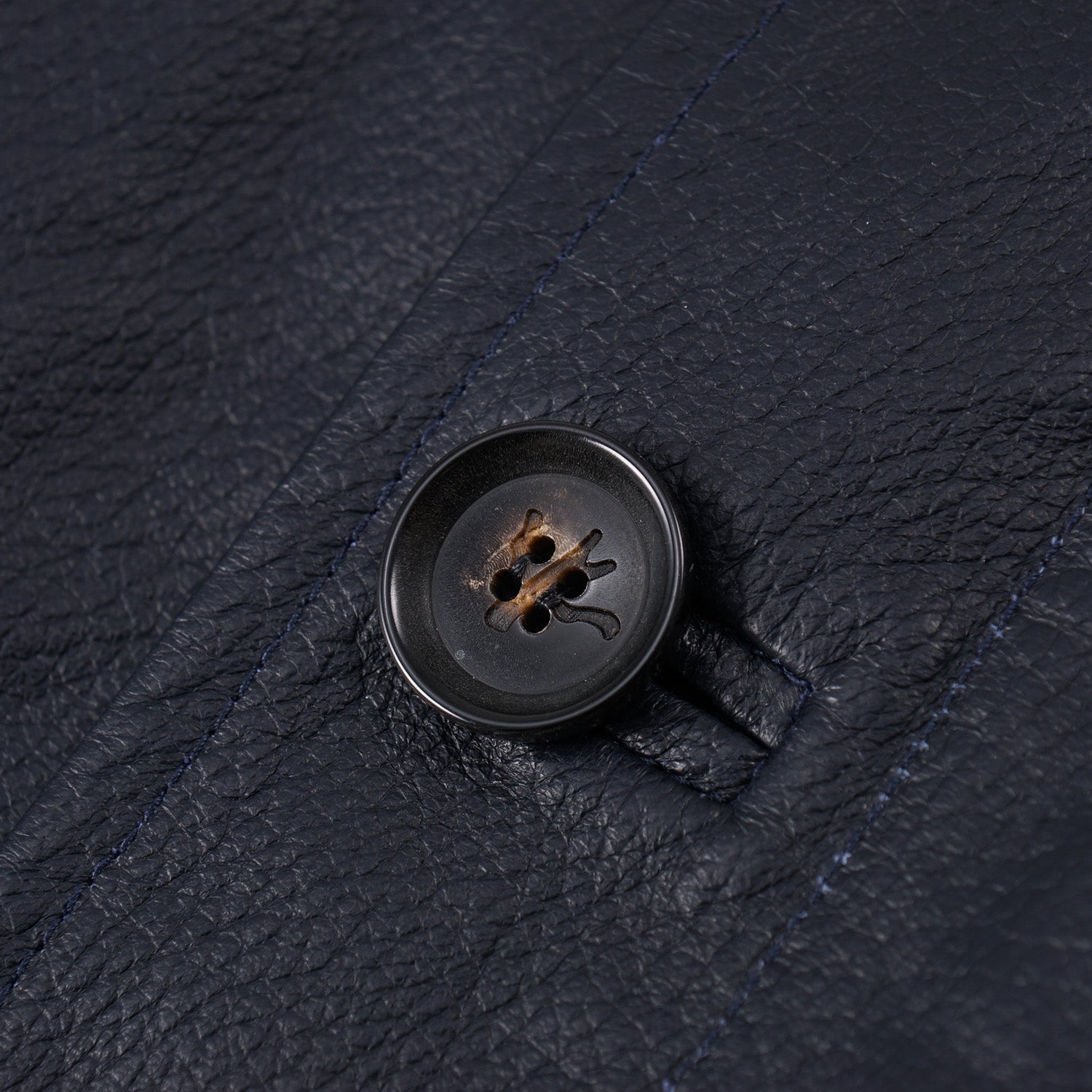 Isaia Men's Navy Blue Leather Utility Jacket - Stylish & Durable Motorcycle Jacket for Riding, Travel & Outdoor Adventures