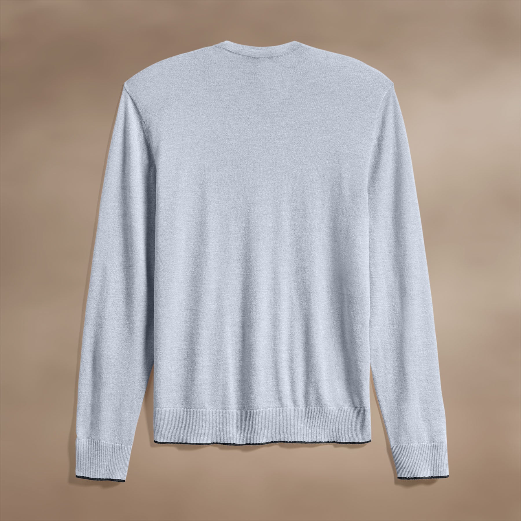 Premium Ultrafine Cashmere Tipped Crew Neck Sweater - Soft Grey Sky & Coal Color - Perfect for Office Wear & Winter Layering