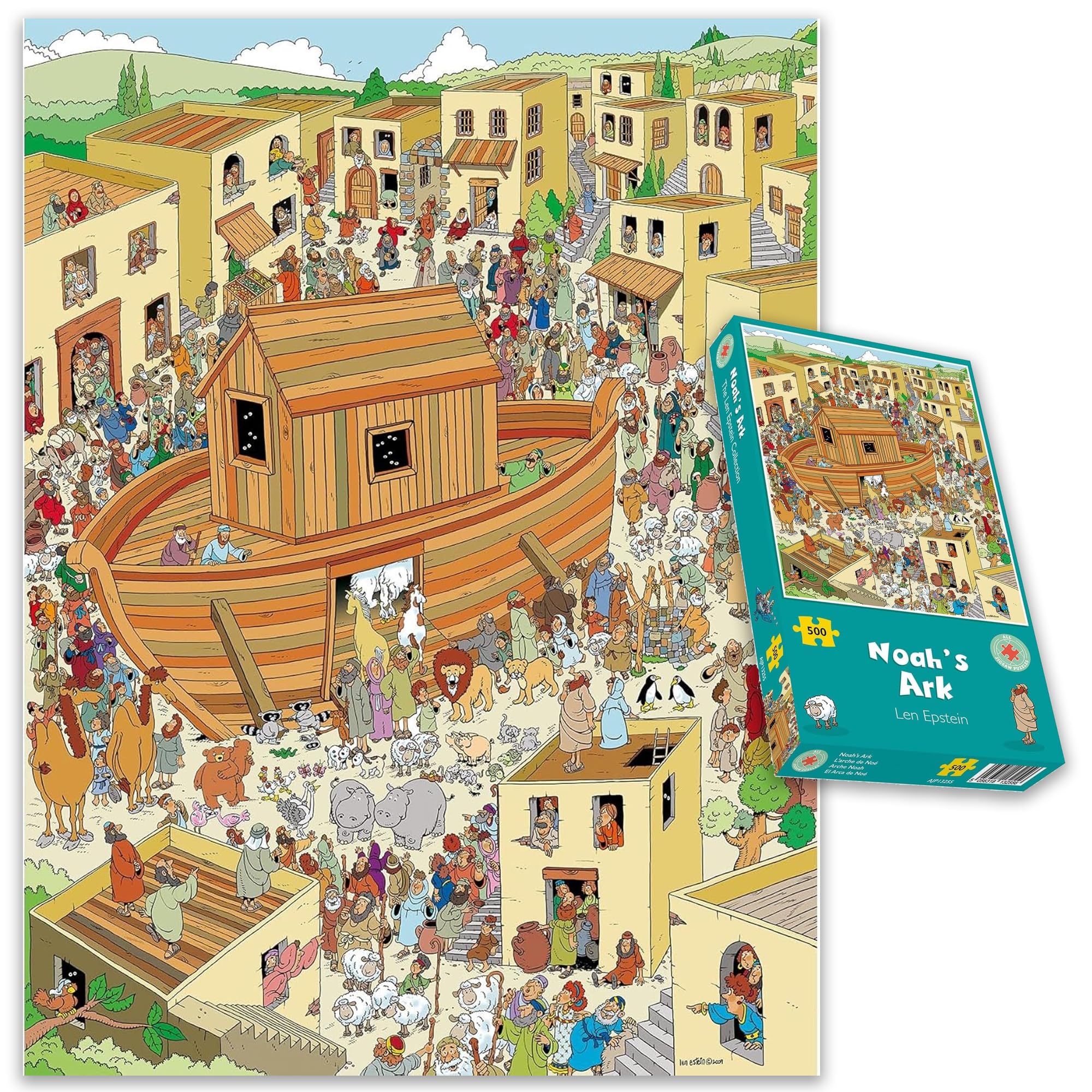 500-Piece Noah's Ark Jigsaw Puzzle for Adults & Teens - Funny Cartoon Puzzle by Len Epstein - 15