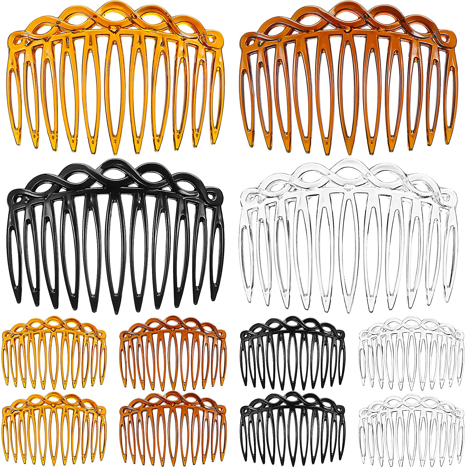 12-Piece Plastic French Twist Hair Combs with Teeth - Vintage & Stylish Hair Clips for Women (4 Colors) | Perfect for Updos, Braids & Fine Hair Accessories