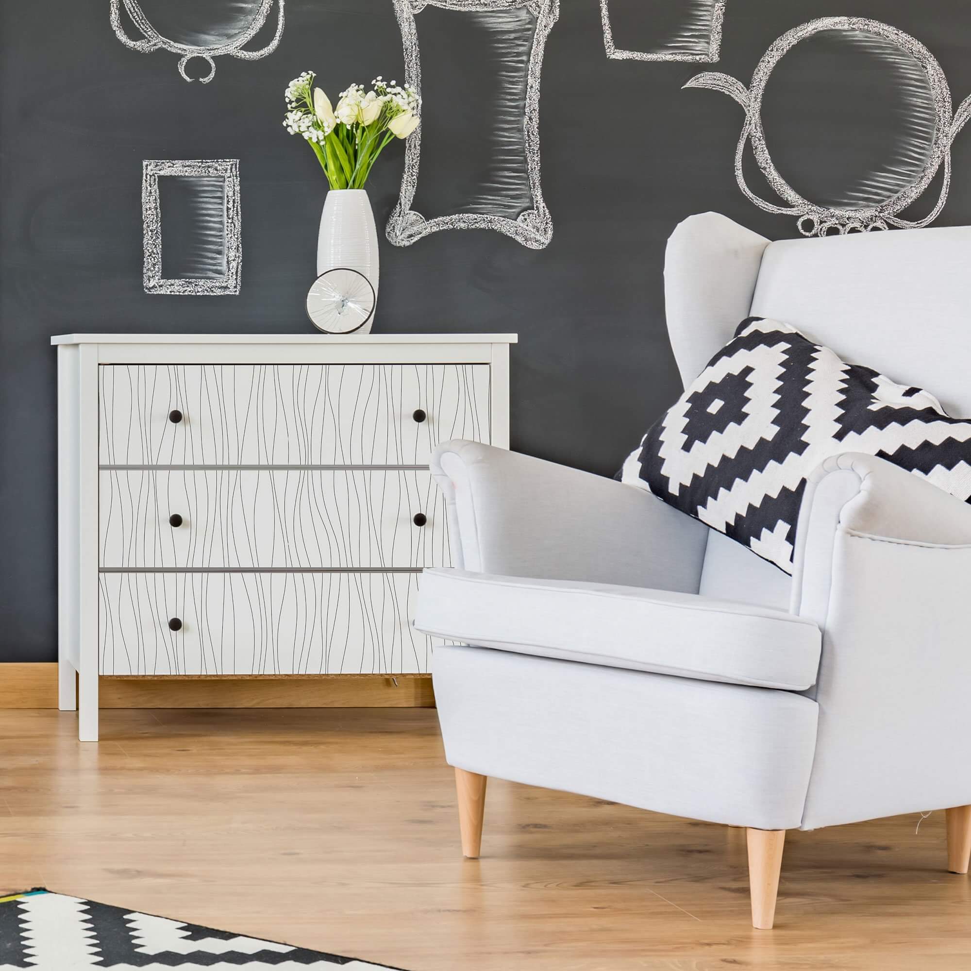 Black Peel and Stick Removable Wallpaper - Self-Adhesive Vertical Wall Covering for Bedroom, Living Room & Office Decor - Easy to Install & Remove