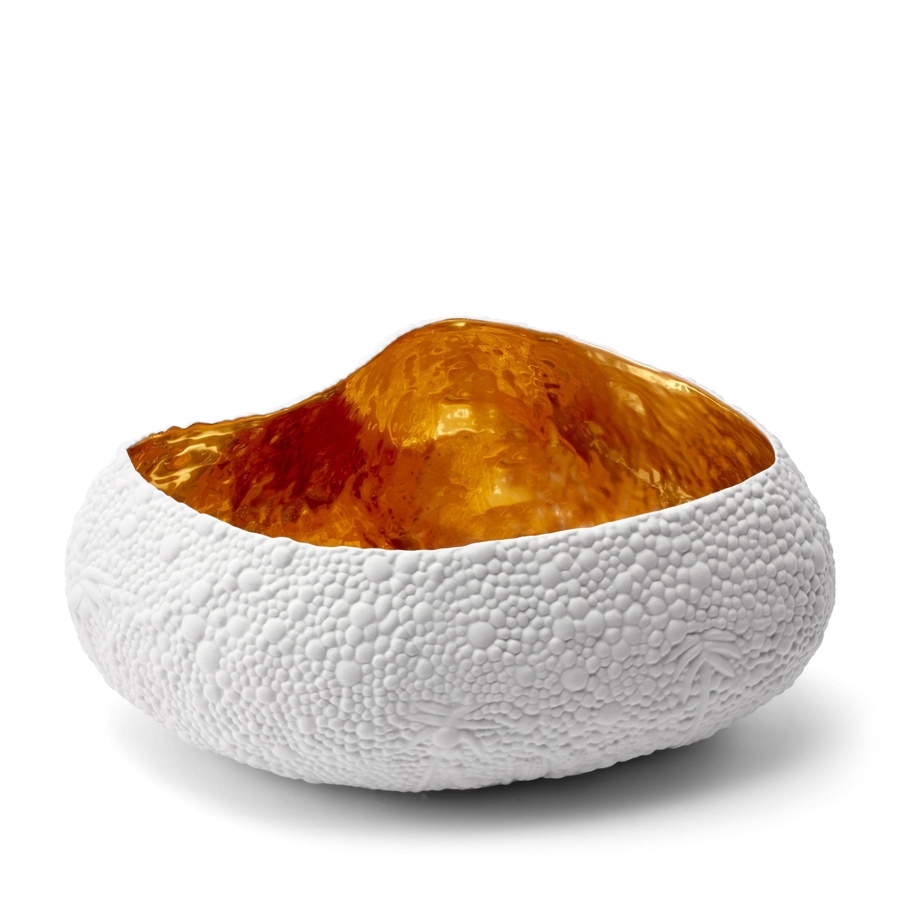 Premium Haas Mojave Desert Bowl - Large White & Gold Ceramic Serving Bowl for Salads, Pasta, and Entertaining
