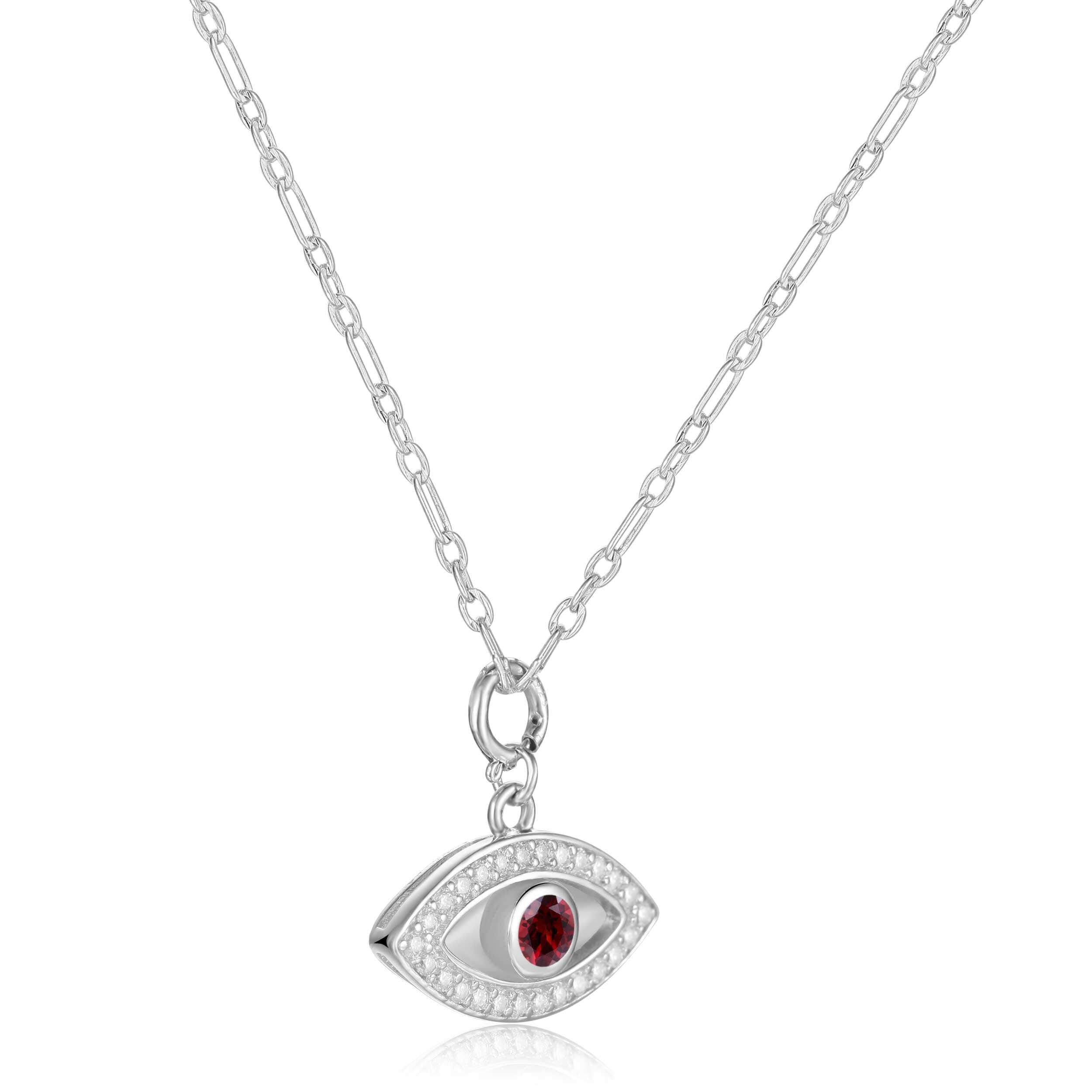 Garnet Evil Eye Necklace for Women - Protection Jewelry with Genuine Garnet Stone, Adjustable Chain, Spiritual & Healing Amulet - Perfect for Everyday Wear, Gifts & Positive Energy