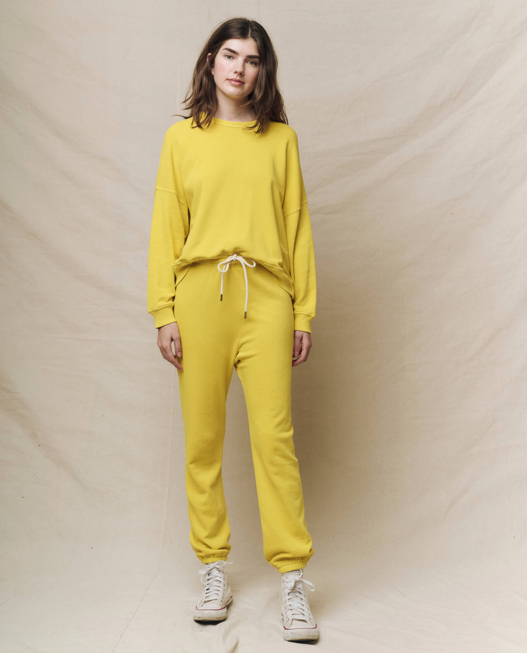Premium Comfort Stadium Sweatpants - Solid Daffodil Yellow for Women & Men - Cozy Lounge Pants for Home, Gym, and Casual Wear