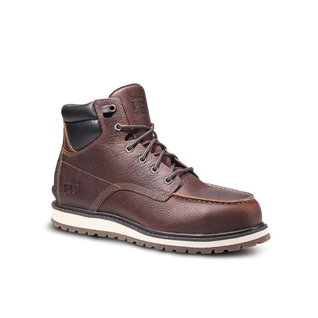 6 Inch Alloy Toe Work Boots for Men - Brown Safety Shoes for Construction & Industrial Work - Slip Resistant & Comfortable Work Boots for Warehouse, Landscaping & Heavy Duty Jobs