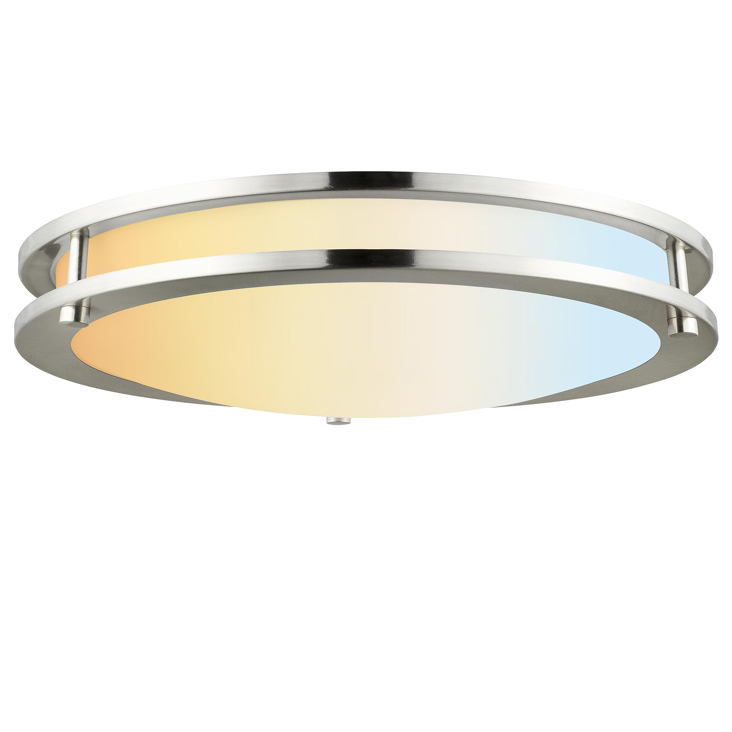 Sunlite 87773 18-Inch LED Flush Mount Ceiling Light Fixture - 28W (100W Equivalent), 2000 Lumens, Adjustable CCT 2700K-5000K, Dimmable, 50K Hours Lifespan, Brushed Nickel - Perfect for Bedroom, Kitchen, Hallway & Office Lighting