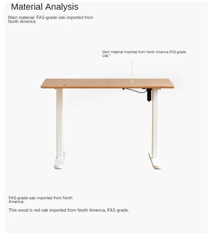 Premium Oak Solid Wood Smart Electric Height Adjustable Standing Desk - Ergonomic Home & Office Workspace Solution for Productivity & Comfort
