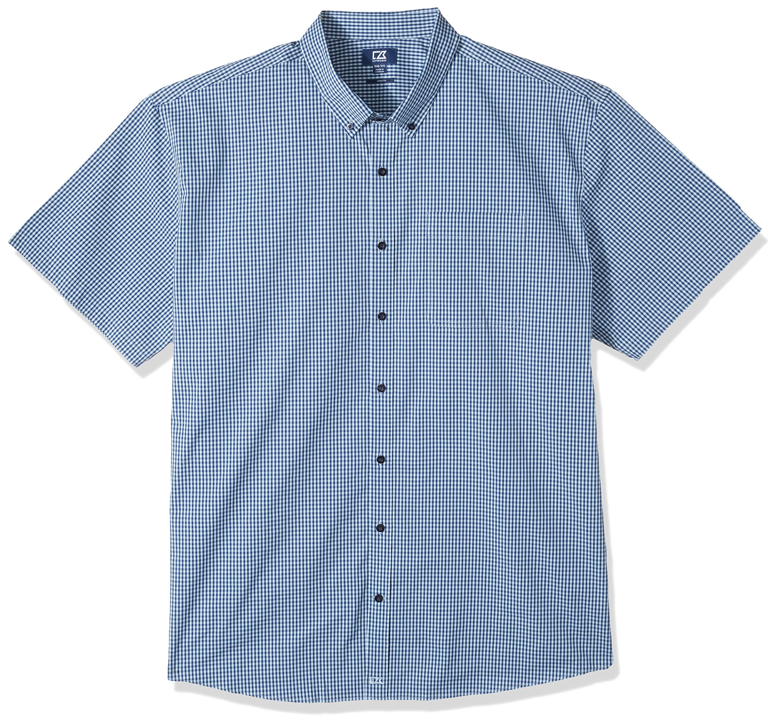 Cutter & Buck Men's Big & Tall Short Sleeve Anchor Gingham Button Up Shirt - Comfortable Casual Wear for Summer & Outdoor Activities
