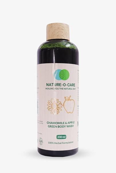 Chamomile & Apple Green Herbal Body Wash for Women & Men - 200ml Natural Moisturizing Shower Gel for Dry & Sensitive Skin - Perfect for Relaxing Bath & Aromatherapy