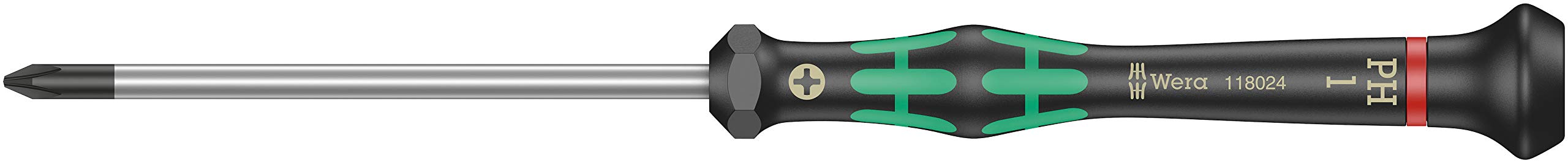 Wera 2050 Series PH 1 x 80mm Micro Phillips Screwdriver - Precision Tool for Electronics, Jewelry & Small Appliance Repair