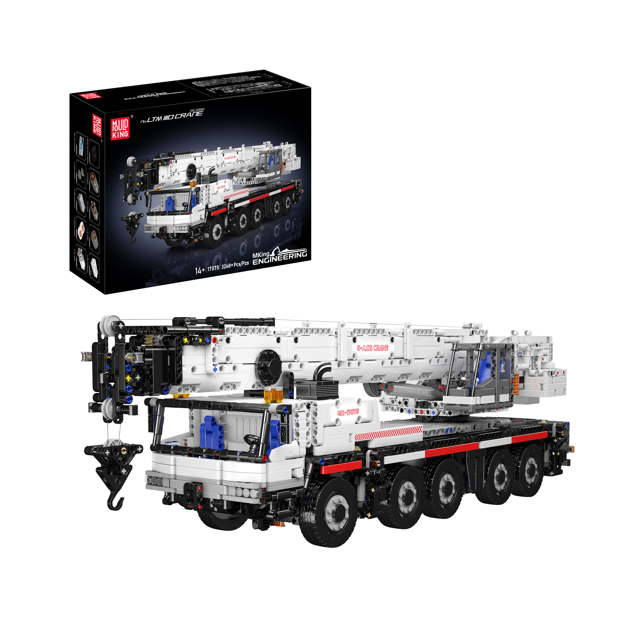 Mould King 17075 Remote Control LTM 1110 Crane Truck Building Kit - 3,248 Piece Construction Set for Adults & Teens | STEM Educational Toy, Engineering Model for Home & Office Display