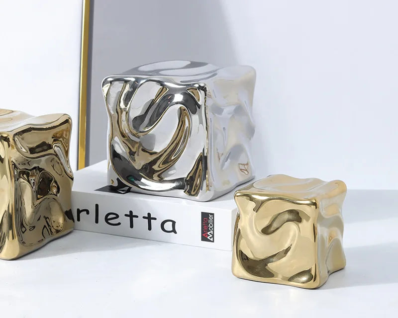 Elegant Draped Cube Ornament - Modern Home Decor for Christmas Tree, Holiday Party & Wedding Centerpiece Decoration