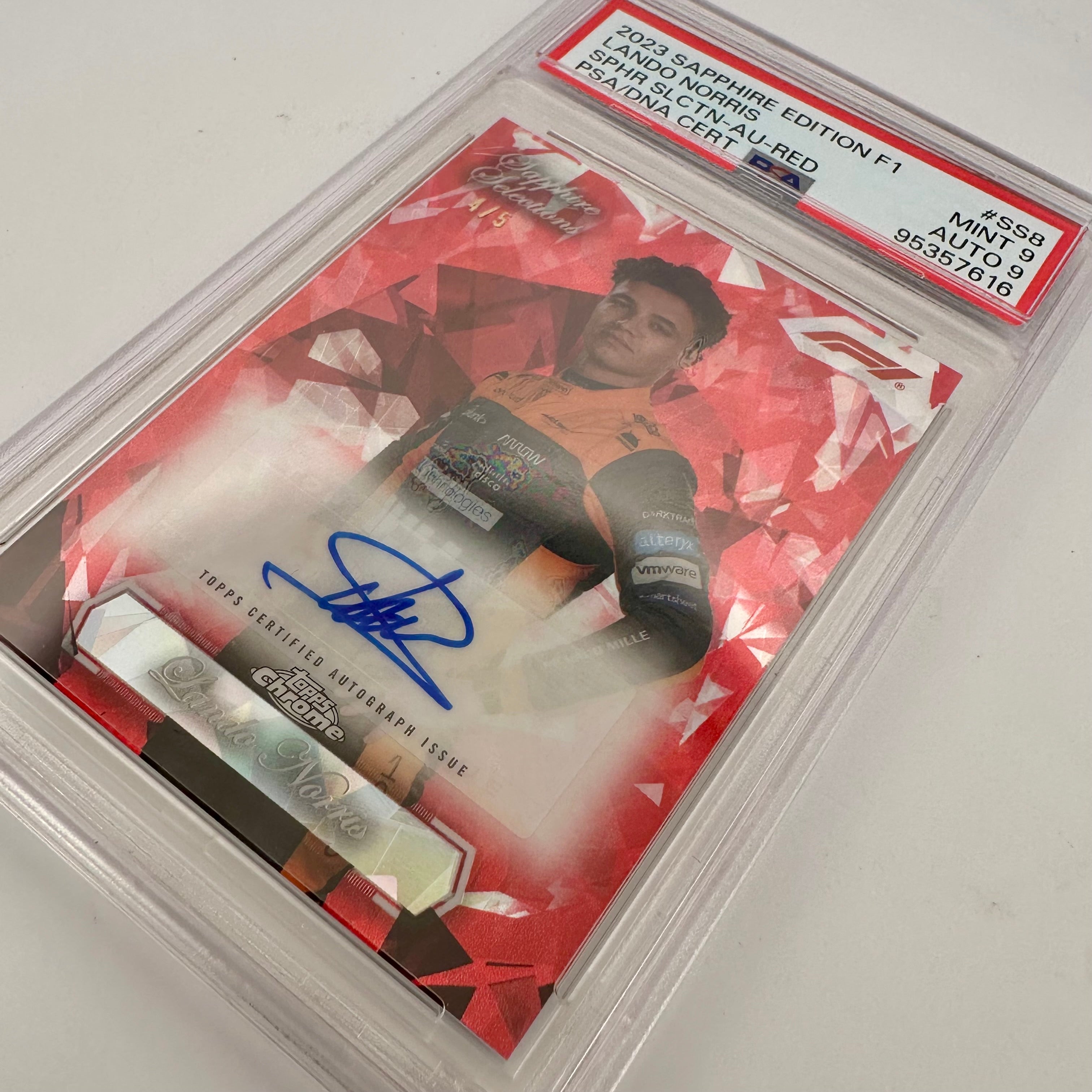 2023 Topps Chrome Sapphire Selections PSA 9 Lando Norris #SS8 Red Autograph - Rare F1 Racing Collectible for Fans & Card Investors