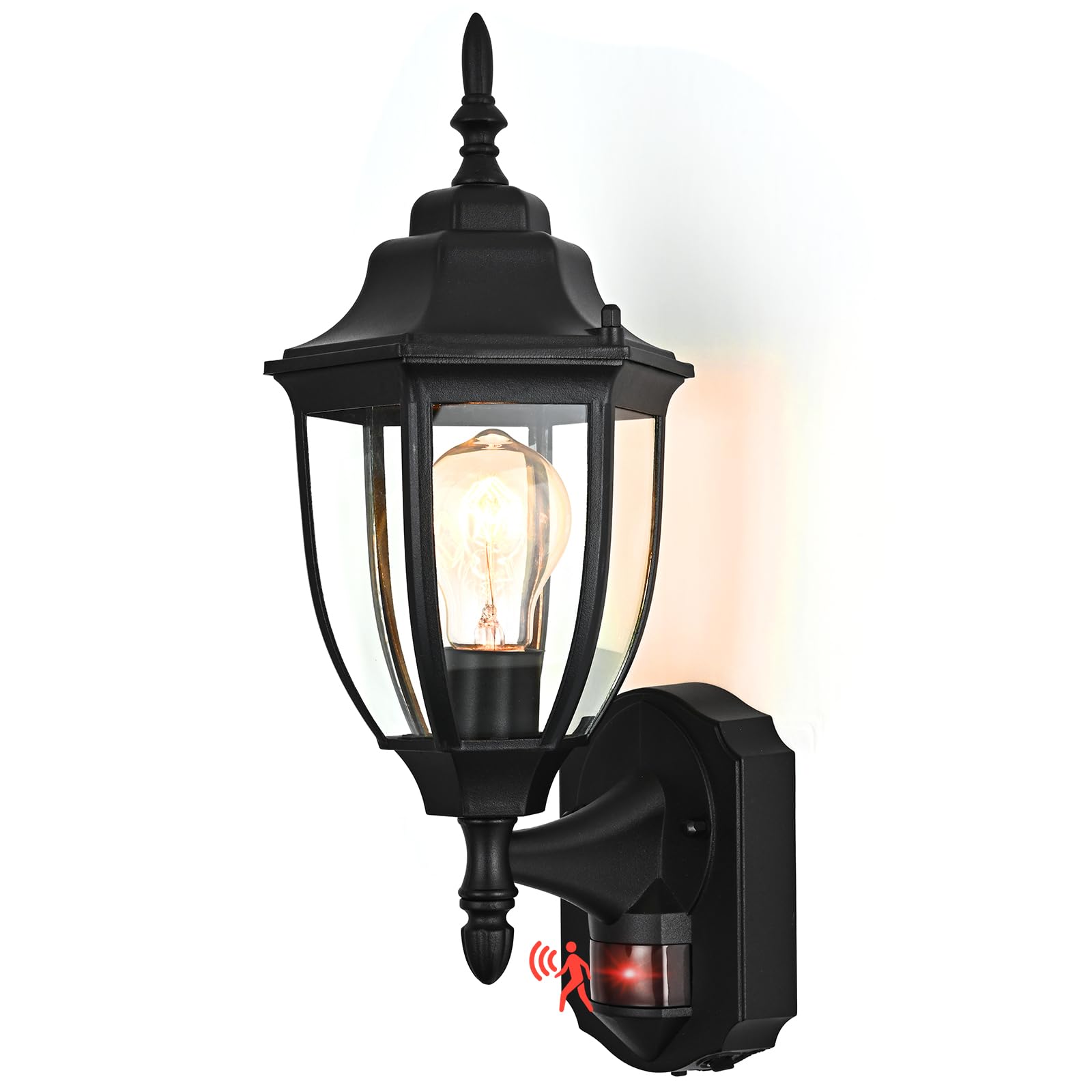 Outdoor Motion Sensor Wall Sconce - Rust-Resistant Aluminum Porch Light with Dusk to Dawn Sensor, Waterproof Exterior Wall Mount Lighting for House, Patio, Garden & Front Door Security