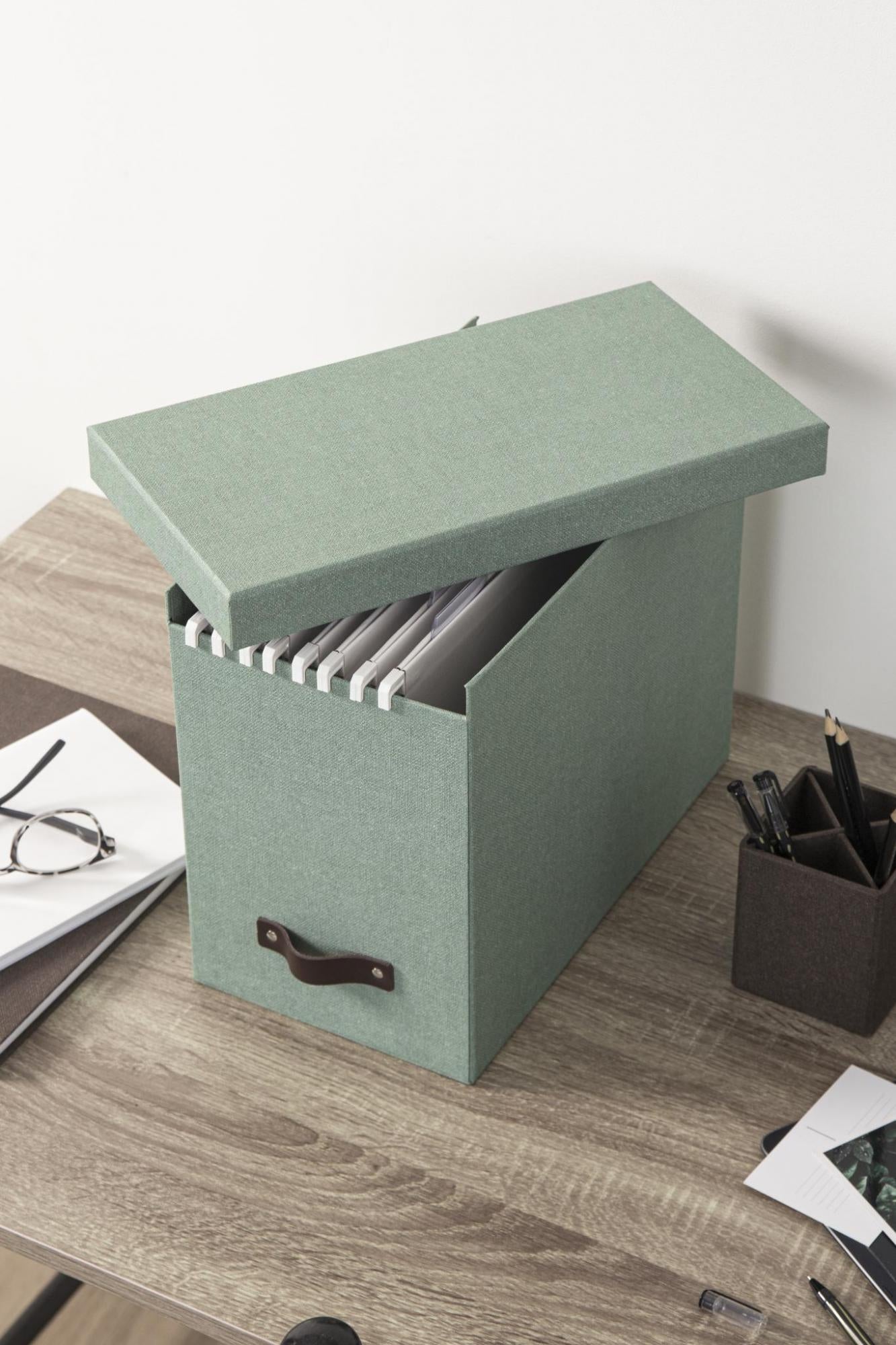 Johan File Box - Soft Teal Storage Organizer for Office, Home & School | Document Filing & Paper Organization Solution