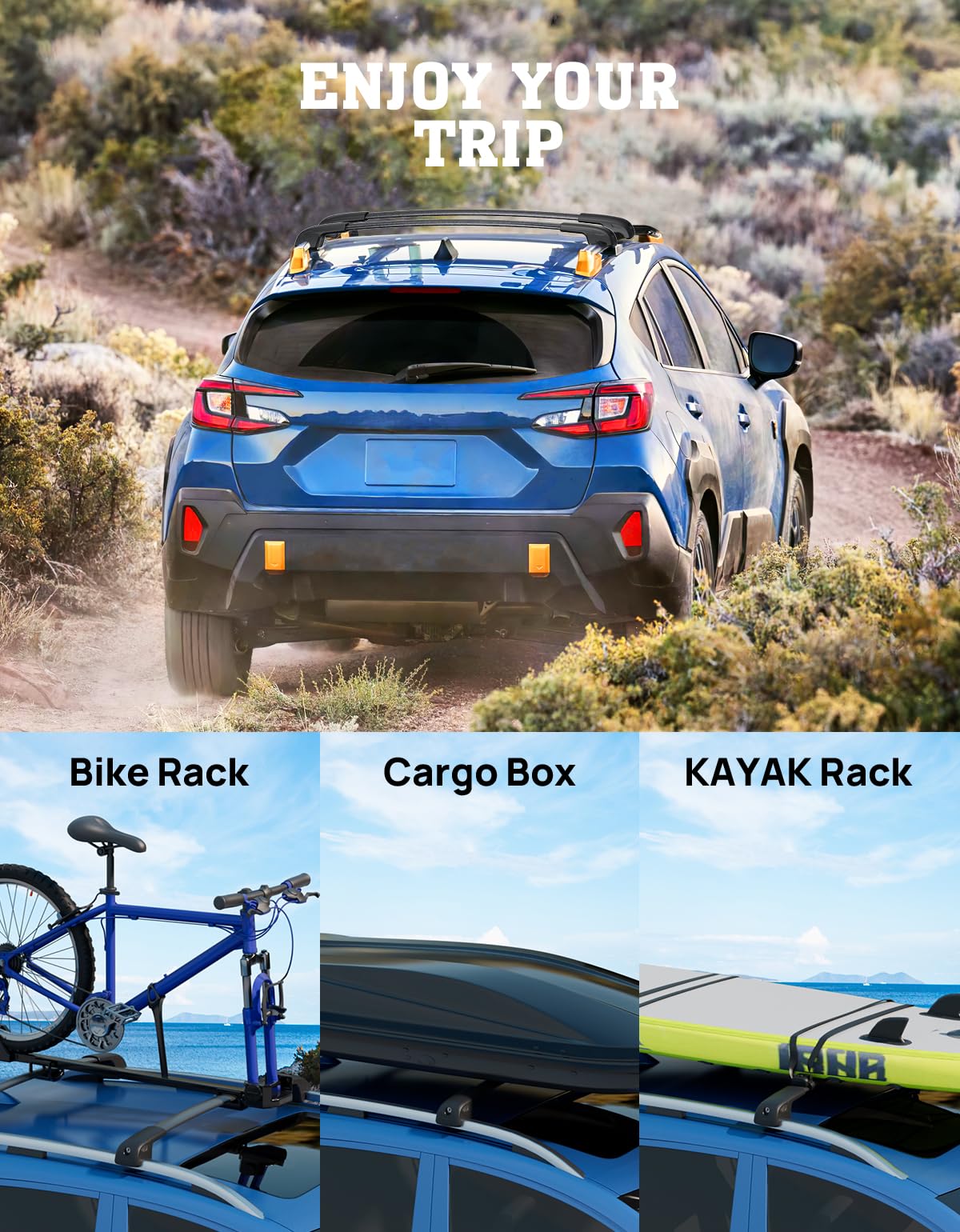 2024 Subaru Crosstrek Wilderness Car Roof Rack Cross Bars - Aluminum Lockable Roof Rails for Cargo, Luggage, Bikes, Kayaks & Snowboards | Perfect for Road Trips, Outdoor Adventures & Gear Transport