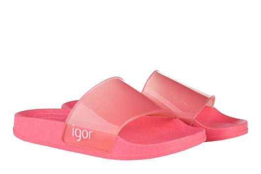 Igor S10221 Girls' Beach Sandals with Crystal Accents - Coral | Comfortable & Stylish for Summer, Pool, and Vacation Wear