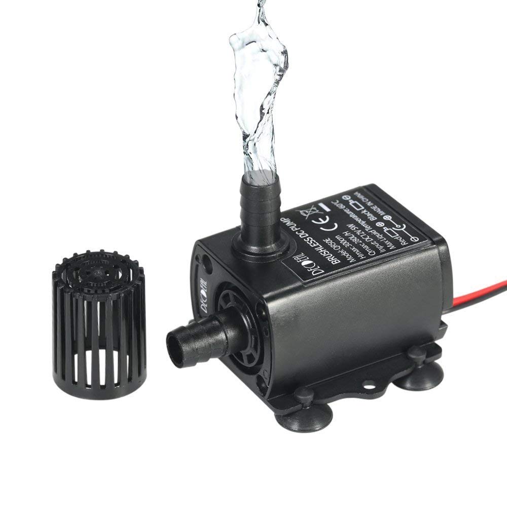 12V 5W Brushless Mini Water Pump - Ultra Quiet Submersible & Waterproof for Aquarium, Fountain, Hydroponics - 280L/H Flow Rate & 300cm Lift Height - Ideal for Fish Tanks, Garden Ponds, Indoor Water Features