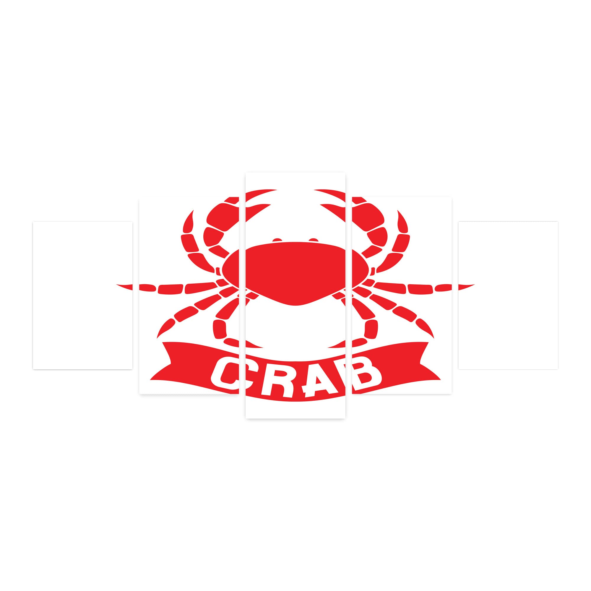 Ambesonne 5-Panel Acrylic Glass Wall Art - Red Crab Ocean Wildlife Painting, Exotic Marine Cuisine Shellfish Decor for Living Room, Bedroom, Dorm (60x30 Inches, Scarlet White) | Perfect for Coastal, Seafood Restaurant & Beach House Decor